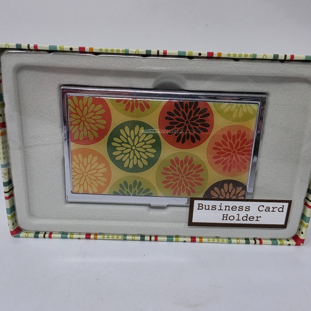 Business Card Holder Metal Geometric Pattern